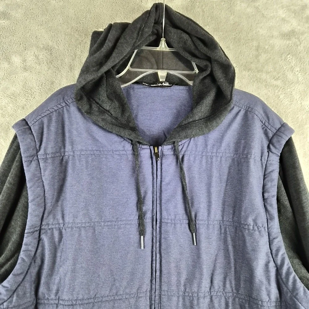 Travis Mathew Performance Jacket Hoodie Mens XL Blue Zip Hybrid Golf Outerwear
